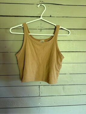PINK Victoria's Secret Tan Ribbed Crop Tank